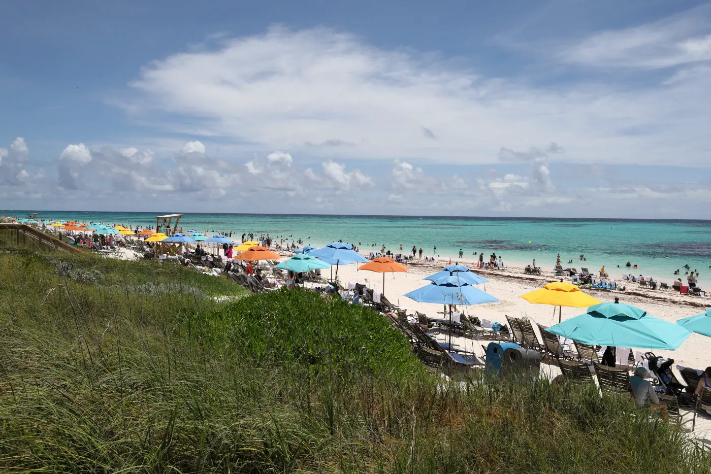 Beach and umbrellas, in Canon Standard