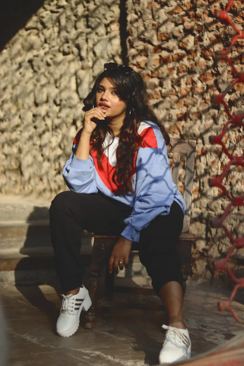 Woman sweats portrait