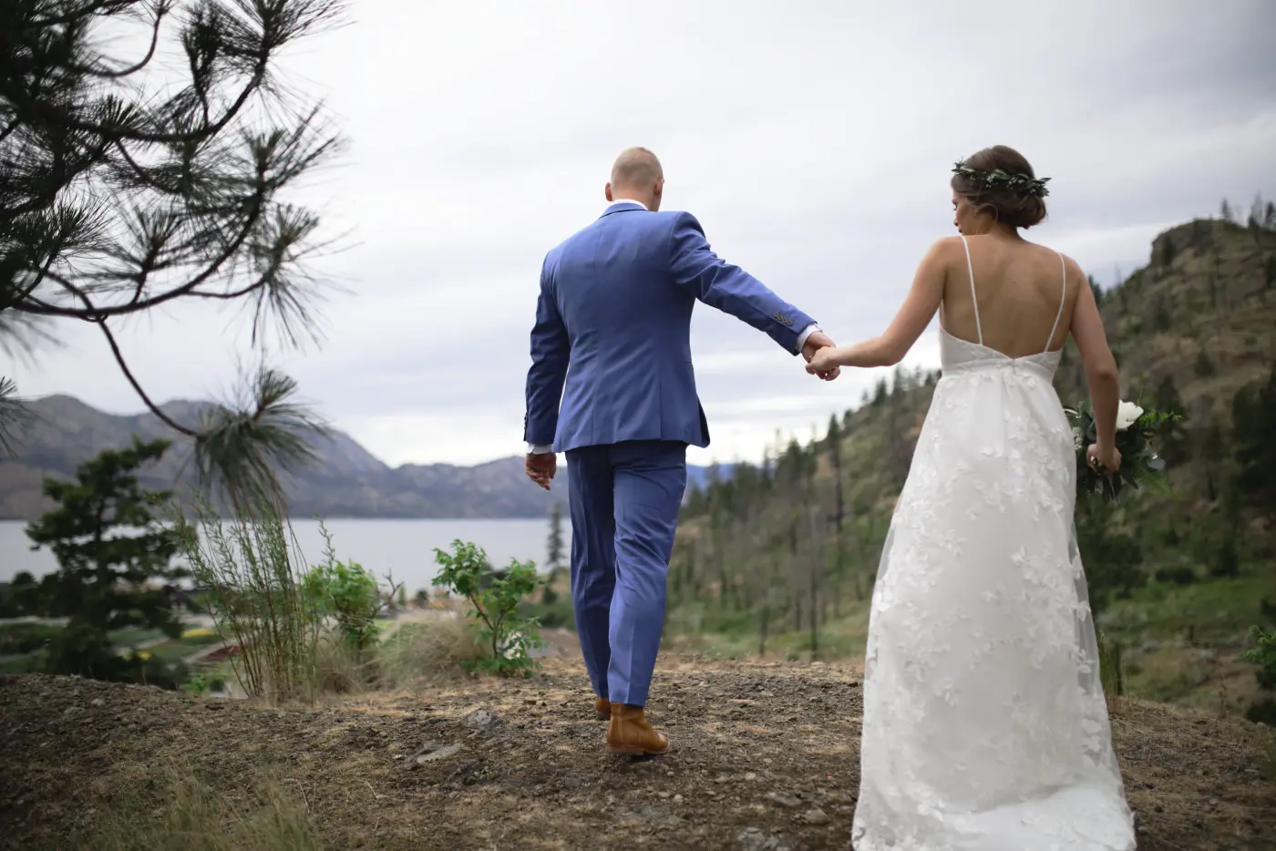 Wedding couple backs