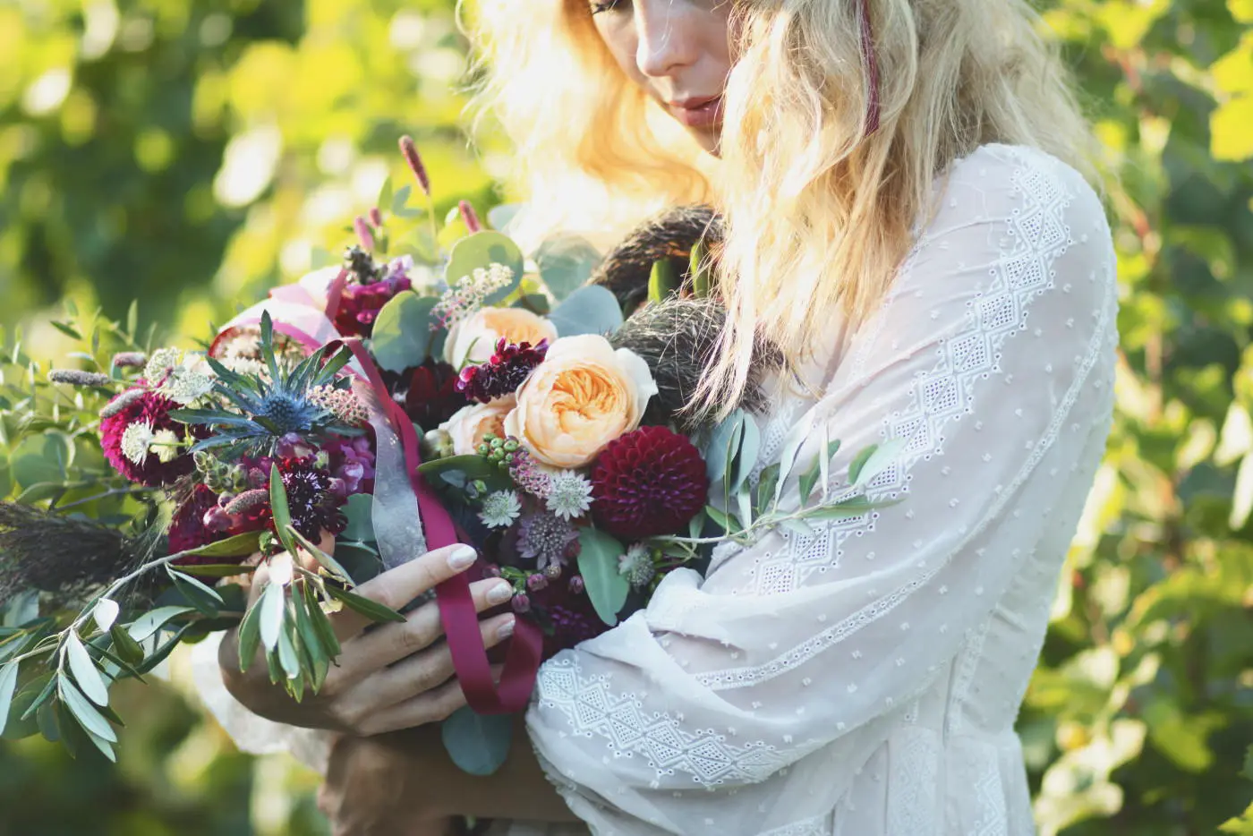Woman holding bouquet