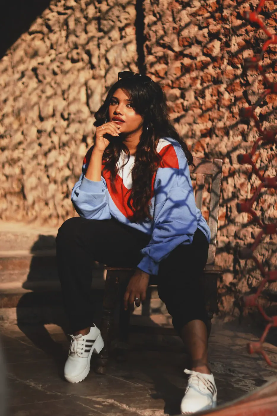 Woman sweats portrait
