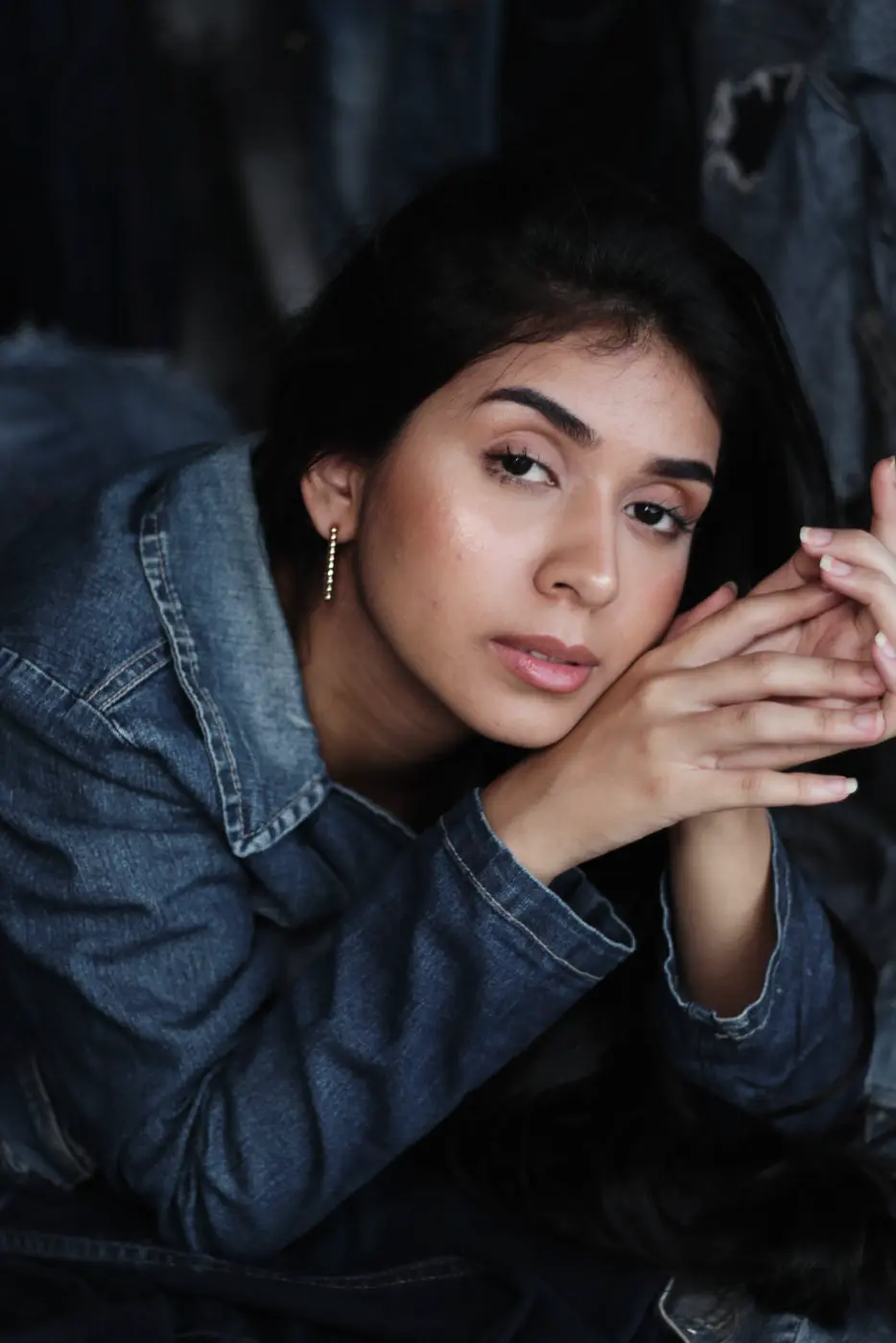 Portrait woman denim