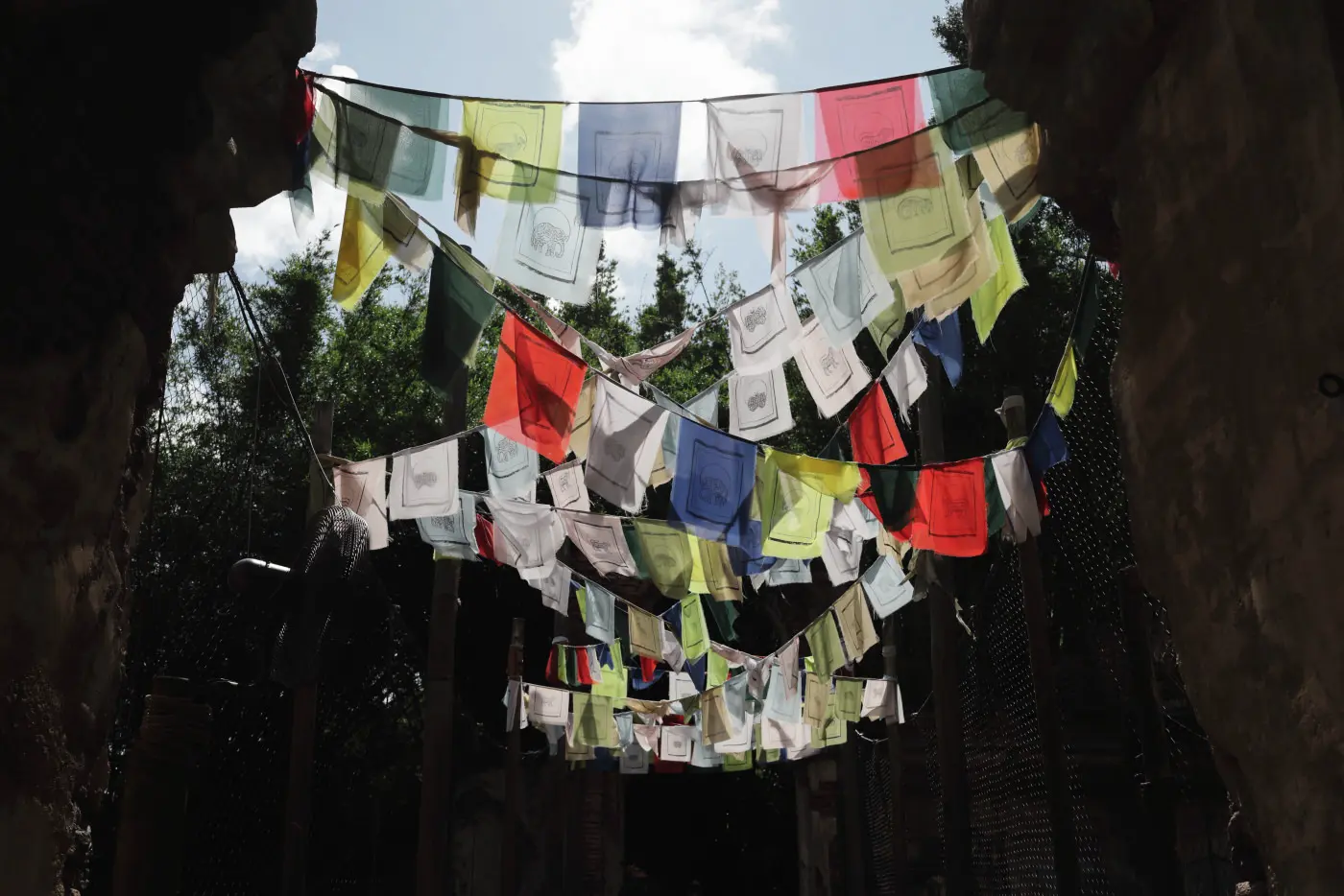 Hanging colored fabrics