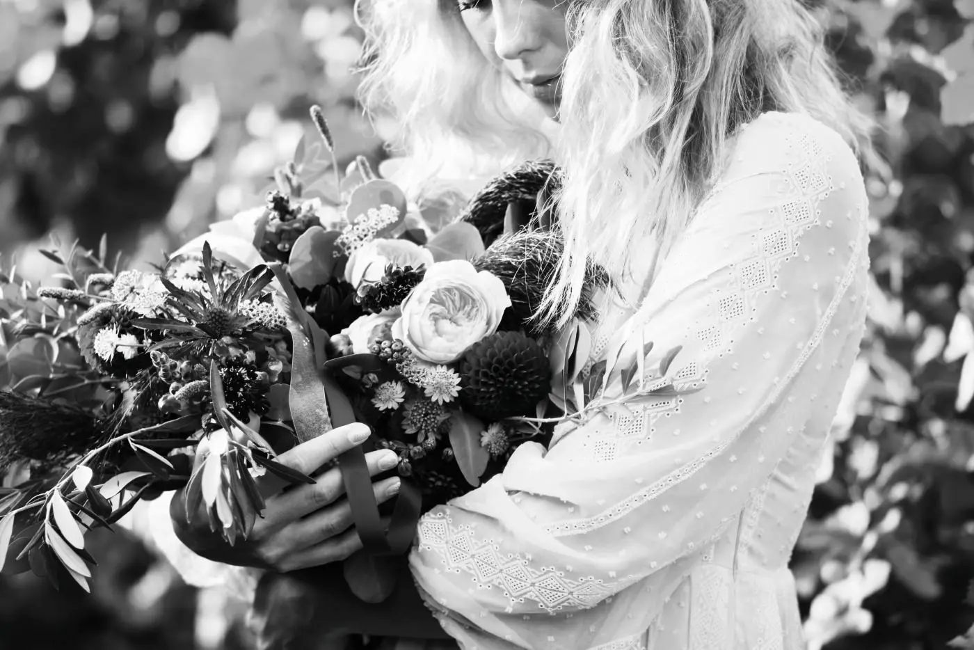 Woman holding bouquet