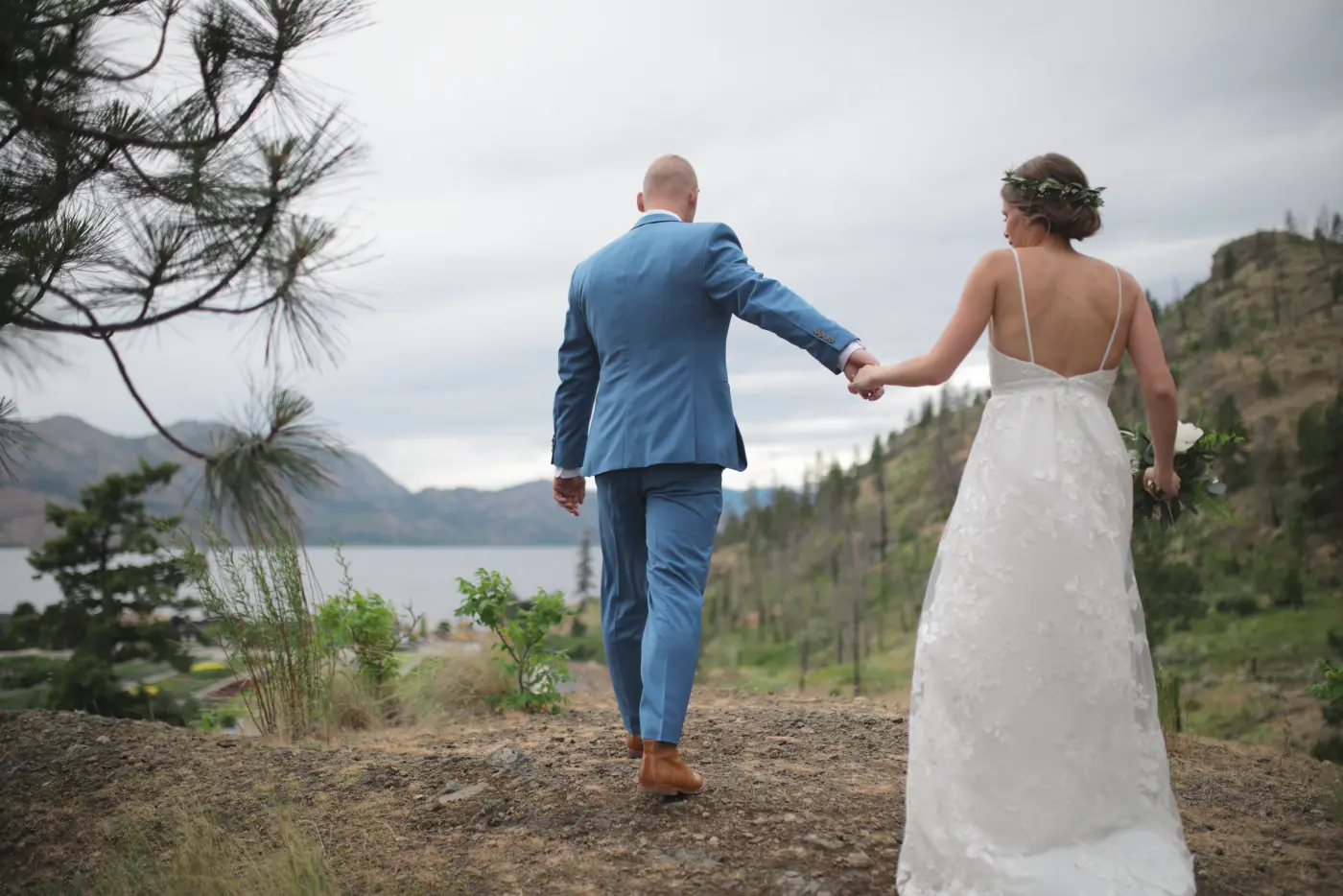 Wedding couple backs