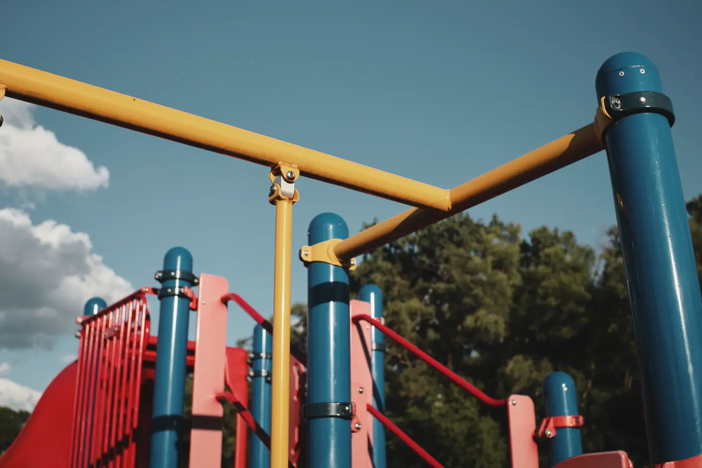 Retro Neg example: playground climbing frame against the sky